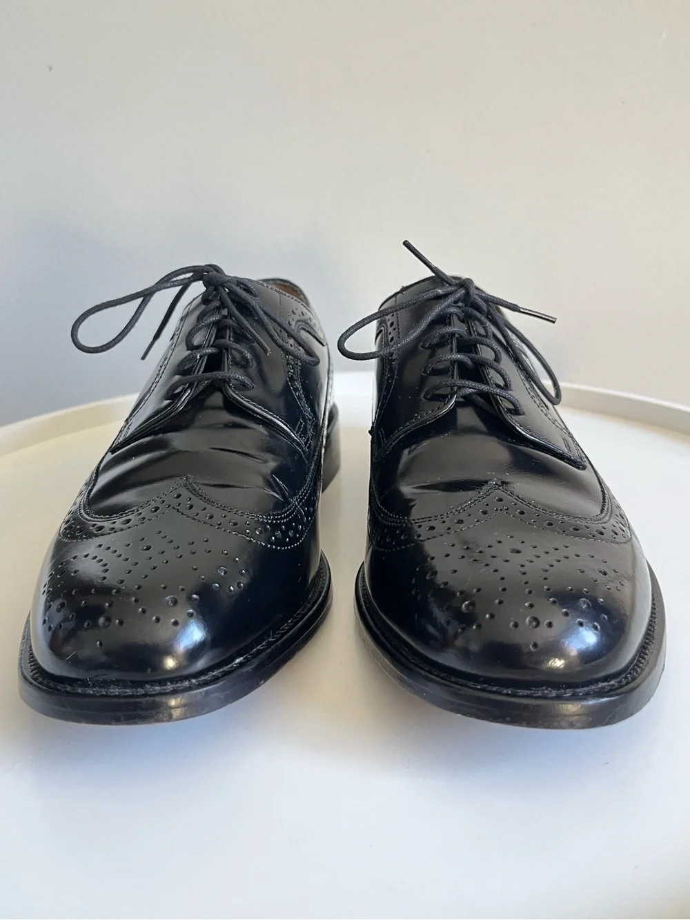Bostonian Luxe Black Leather Wingtip Brogue Lace up Oxford Shoes 10 Wide
